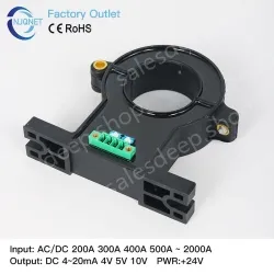 Hall Effect Current Transducer QNDBK1-40 AC DC 500A 600A 800A 1000A 2000A 10V 5V 4-20mA Ct Transformer Split Core Current Sensor
