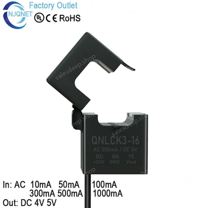 Leakage Current Sensor QNLCK3-16 AC 50mA 100mA 300mA 500mA 600mA 800mA / DC 5V Split Current Transfducer Hall Effect