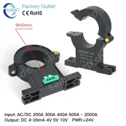 Hall Effect Current Transducer QNDBK1-40 AC DC 500A 600A 800A 1000A 2000A 10V 5V 4-20mA Ct Transformer Split Core Current Sensor